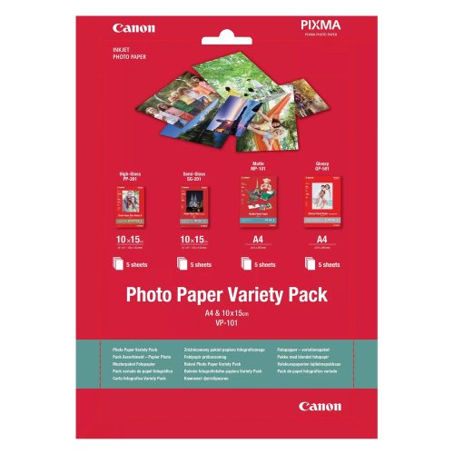 Canon Variety Pack VP-101 - 20 fogli kit carta per foto - per PIXMA MG2550, MG3550, MG3650, MG5750, MG5751, MG6450, MG6850, MG7150, MG7750, MG7751
